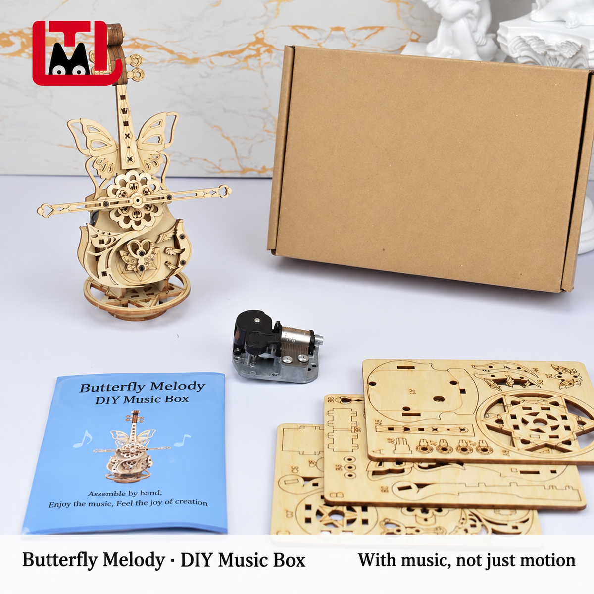 Butterfly Serenade – DIY Wooden Mechanical Cello Music Box Kit