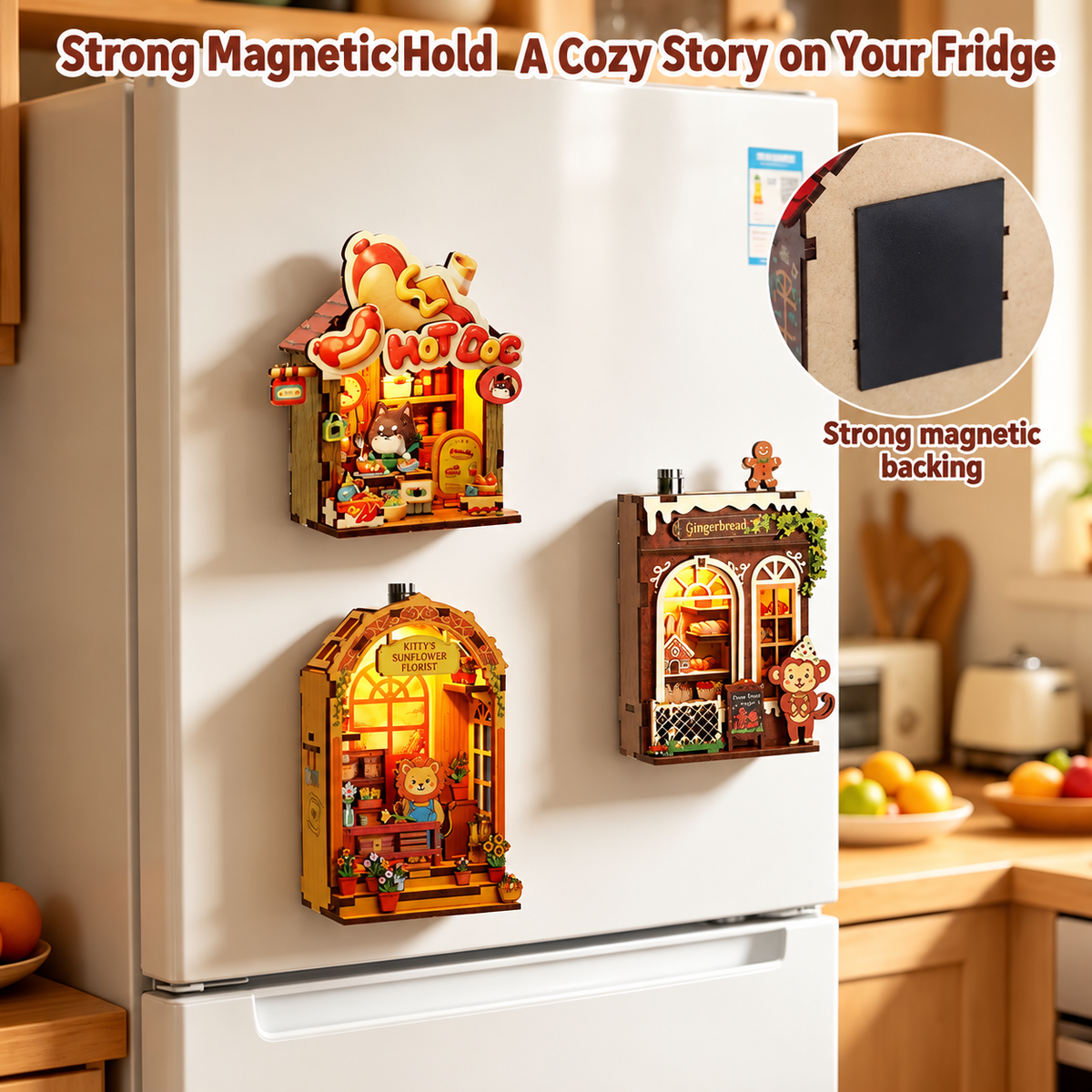 Meowgical Bites – DIY Hot Dog Shop Fridge Magnet with LED Light