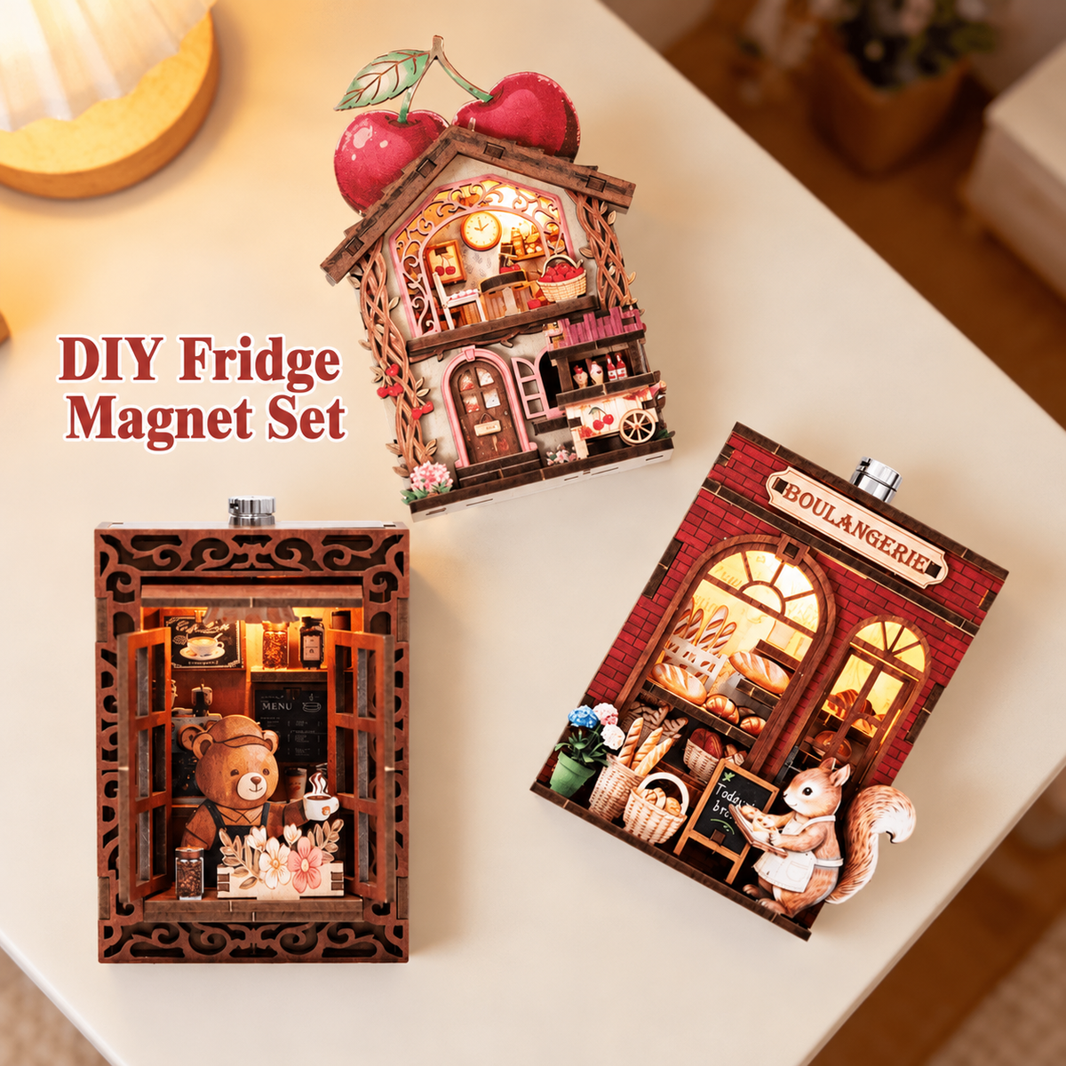 Teddy's Coffee Corner – DIY Bear Café Fridge Magnet with LED Light