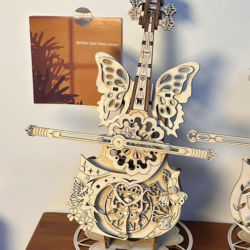 Butterfly Serenade – DIY Wooden Mechanical Cello Music Box Kit