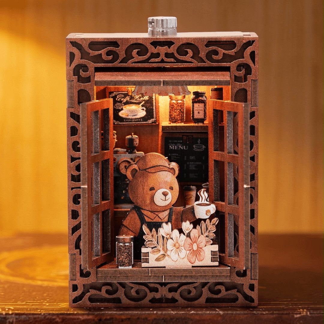 Teddy's Coffee Corner – DIY Bear Café Fridge Magnet with LED Light